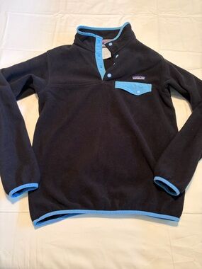 Patagonia Black Fleece Pullover with Light Blue Pocket Flap